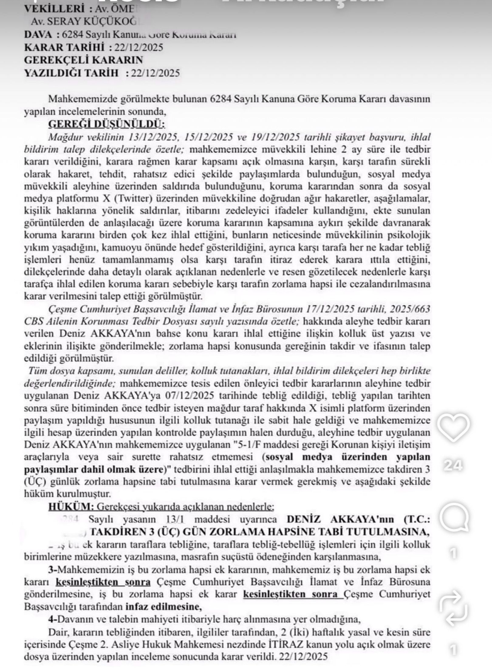 Hukuk sarmalında Deniz Akkaya, beklenmedik bir ceza aldı