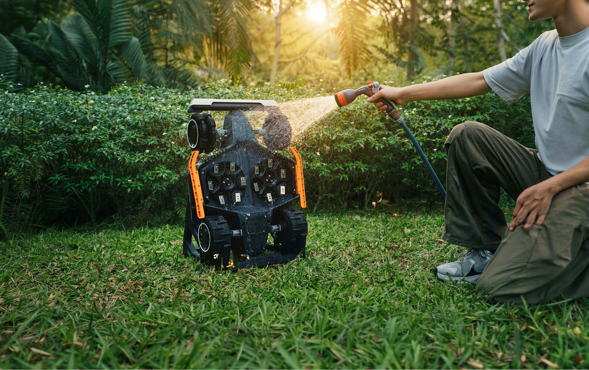 Akıllı robot, bahçeyi tarıyor, verimli biçme başlıyor