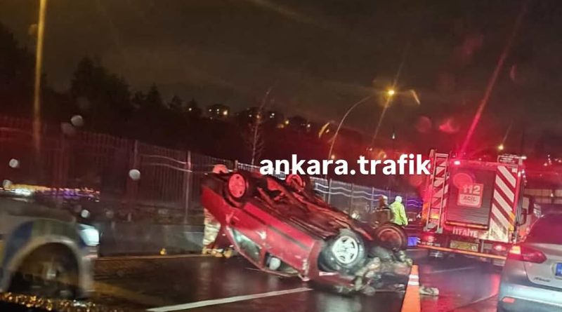 Kontrolden çıktı, takla attı, Ankara trafiği aksadı