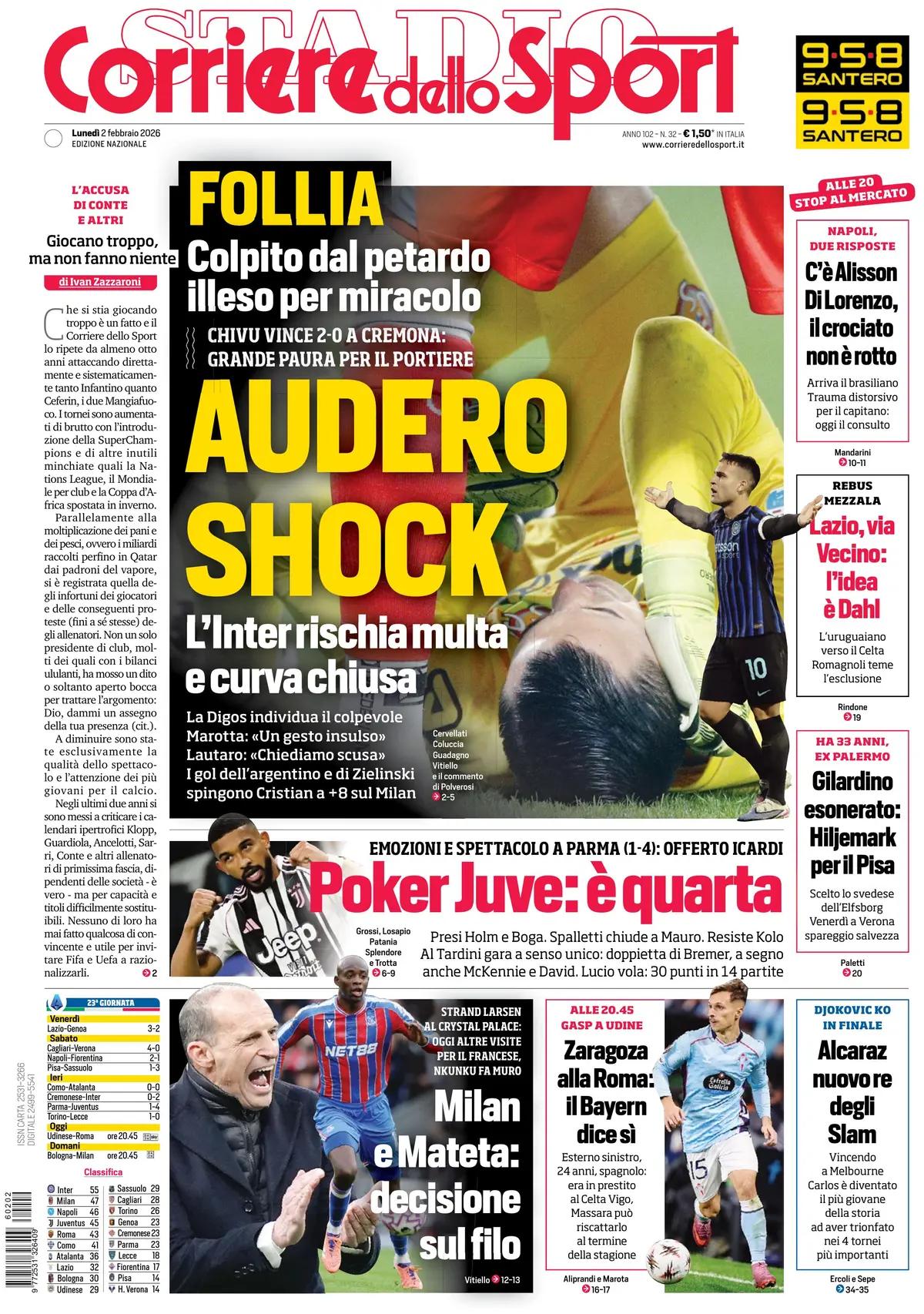 Tribün provokasyonu, Audero şanslı, Inter güldü